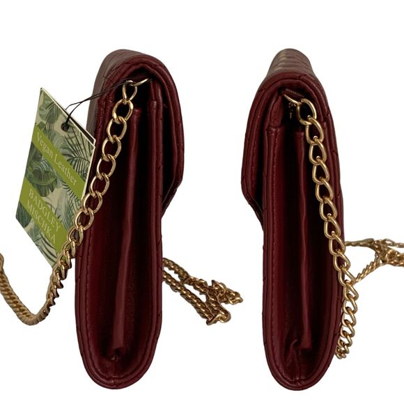 Badgley Mischka Vagan Quilted Leather Flap Crossbody with Studs and Chain Strap - Picture 5 of 11